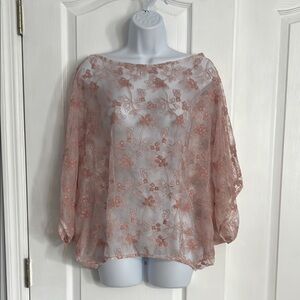 Elegant Floral Lace Women's Top - Pink